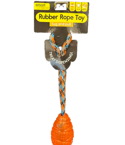 Rubber Treat Dispenser Rope Toy for Tug & Pull